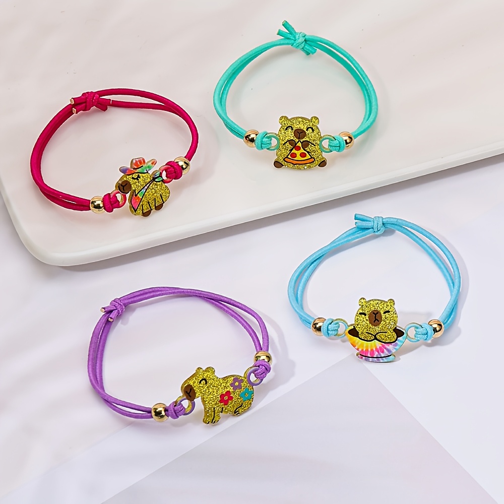 6pcs Cute Capybara Stretch Bracelet Set, Friendship Gift